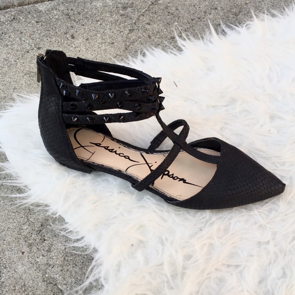 Jessica Simpson Black Studded Flats
